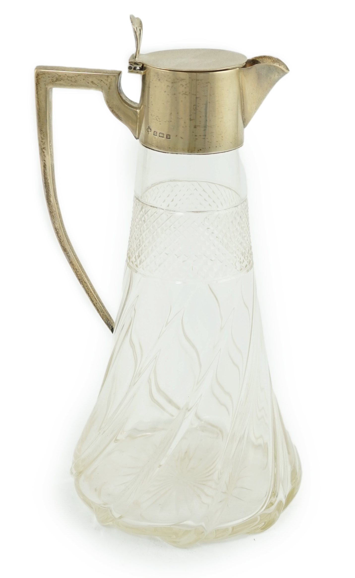 An Edwardian silver mounted cut glass claret jug, by William Hutton & Sons Ltd